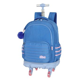 Mochila-Carrinho-Azul-Kids-Stitch-Chaveiro-Pompom-|-Luxcel-Tamanho--UN---Cor--AZUL-0